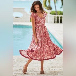 Soft Surroundings La Pomme' Crinkle Multi Paisley Midi Dress